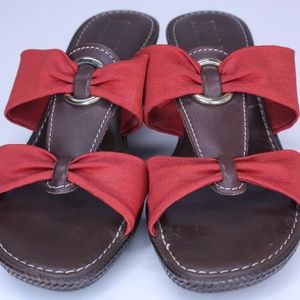 Italian Shoemakers Womens Wedge Heel Red Gold Heel